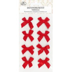 Satiinirusetti tarra punainen 8kpl Satiinirusetti tarra punainen 8kpl