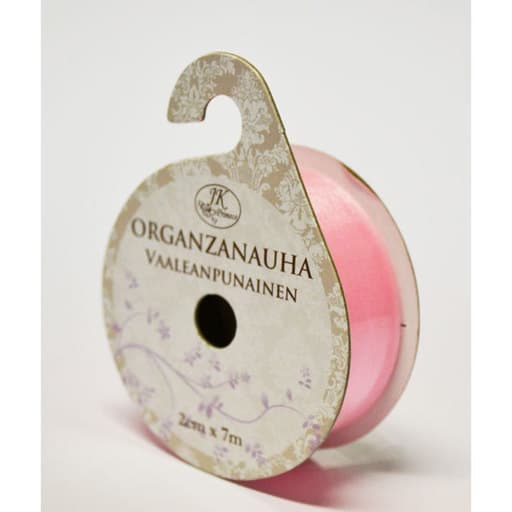 Organzanauha vaaleanpunainen 2cm x 7m | säästötalo latvala
