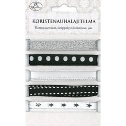 Koristenauhalajitelma musta+valkoinen Koristenauhalajitelma musta+valkoinen