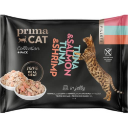 Primacat fillets tonnikala ja lohi sekÄ tonnikala ja katkarapu hyytelÖssÄ 4x50g Primacat fillets tonnikala ja lohi sekÄ tonnikala ja katkarapu hyytelÖssÄ 4x50g