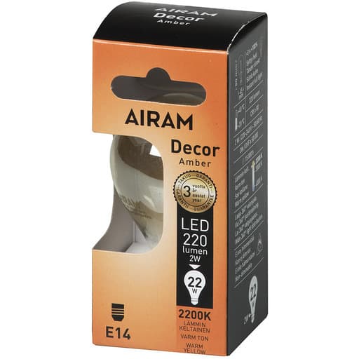 Airam amber led-mainoslamppu 22 225lm e14 2200k | säästötalo latvala