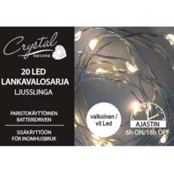 CRYSTAL 20LED LANKAVALOSARJA KYLMÄN VALKOINEN AJASTIMELLA CRYSTAL 20LED LANKAVALOSARJA KYLMÄN VALKOINEN AJASTIMELLA
