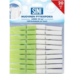 Sini muovinen pyykkipoika jumbo 20kpl Sini muovinen pyykkipoika jumbo 20kpl