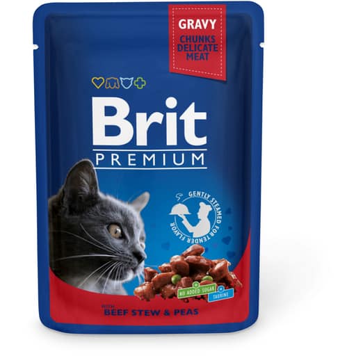 Brit premium liha-herne kastikkeessa aikuisille kissoille 100g | säästötalo latvala