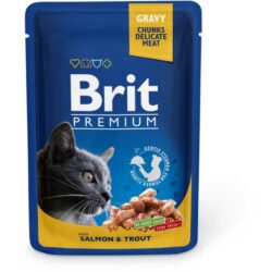 Brit premium lohi-taimen kastikkeessa aikuisille kissoille 100g Brit premium lohi-taimen kastikkeessa aikuisille kissoille 100g