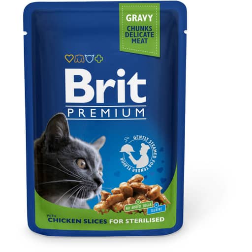 Brit premium kana kastikkeessa steriloiduille kissoille 100g | säästötalo latvala