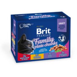 Brit premium liha-kala paloja kastikkeessa aikuisille kissoille 12x100g Brit premium liha-kala paloja kastikkeessa aikuisille kissoille 12x100g