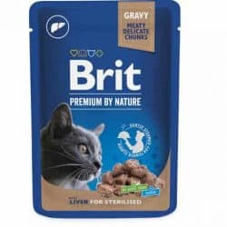Brit premium maksaa kastikkeessa steriloiduille kissoille 100g | säästötalo latvala