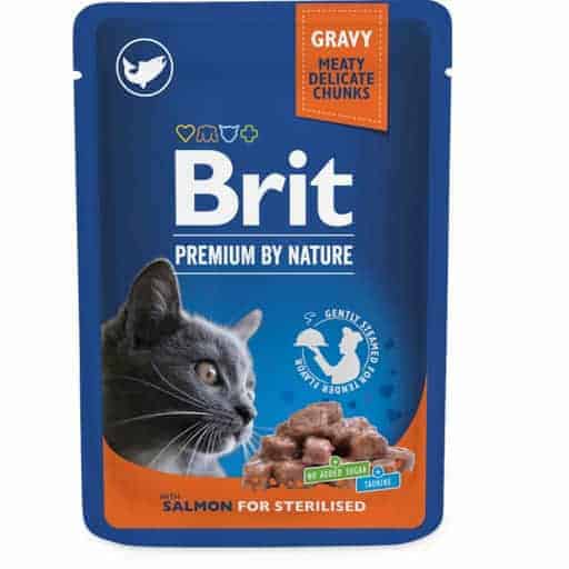 Brit premium lohta kastikkeessa steriloiduille kissoille 100g | säästötalo latvala