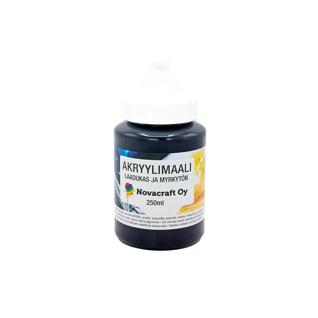 Novacraft akryylimaali musta 250ml | säästötalo latvala