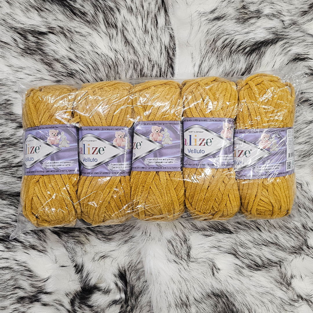 Alize velluto lanka 5-pak sinapinkeltainen 100g (002) | säästötalo latvala