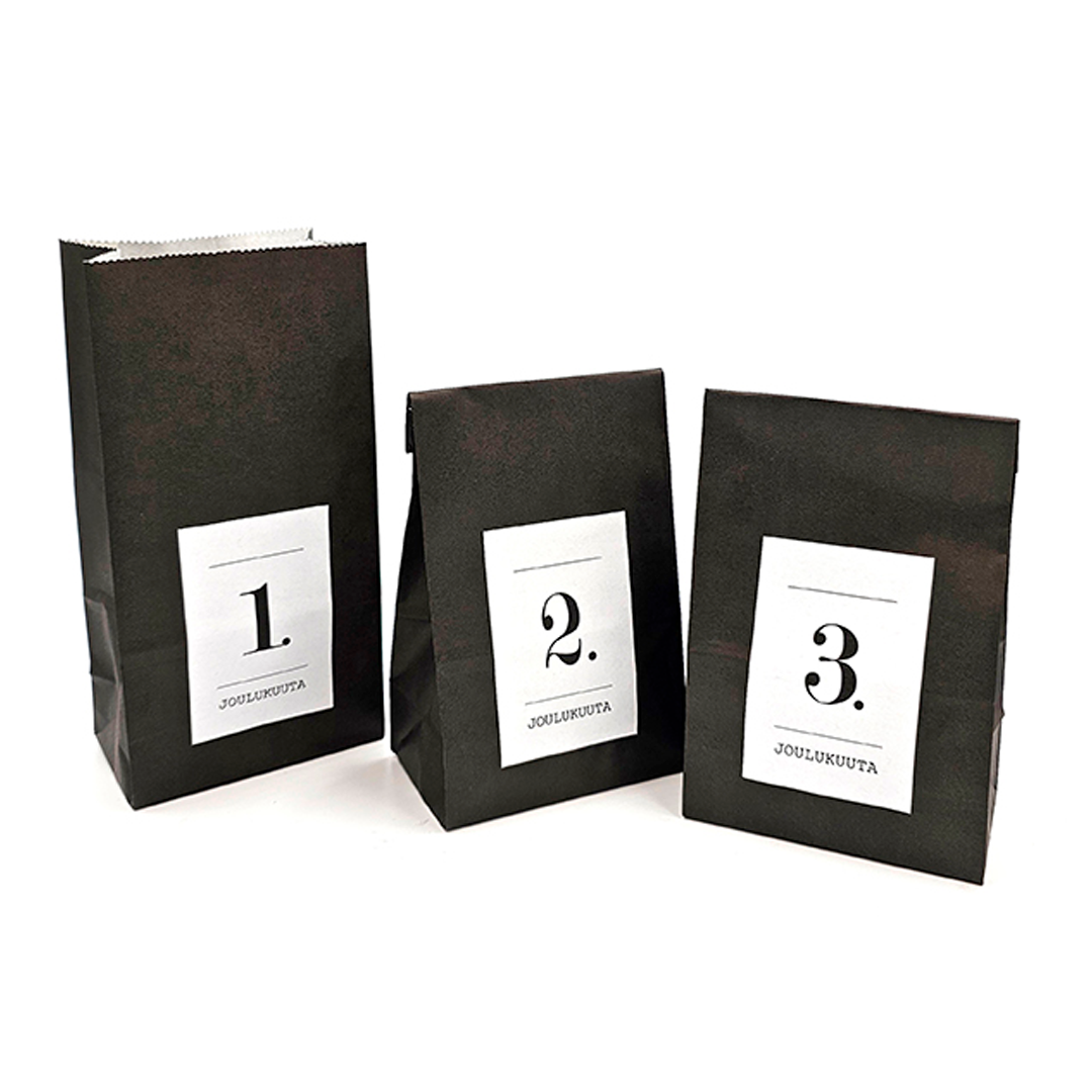 #diy-joulukalenteri pussit ja numerotarrat musta 24kpl | säästötalo latvala Diy-joulukalenteri pussit ja numerotarrat musta 24kpl | säästötalo latvala