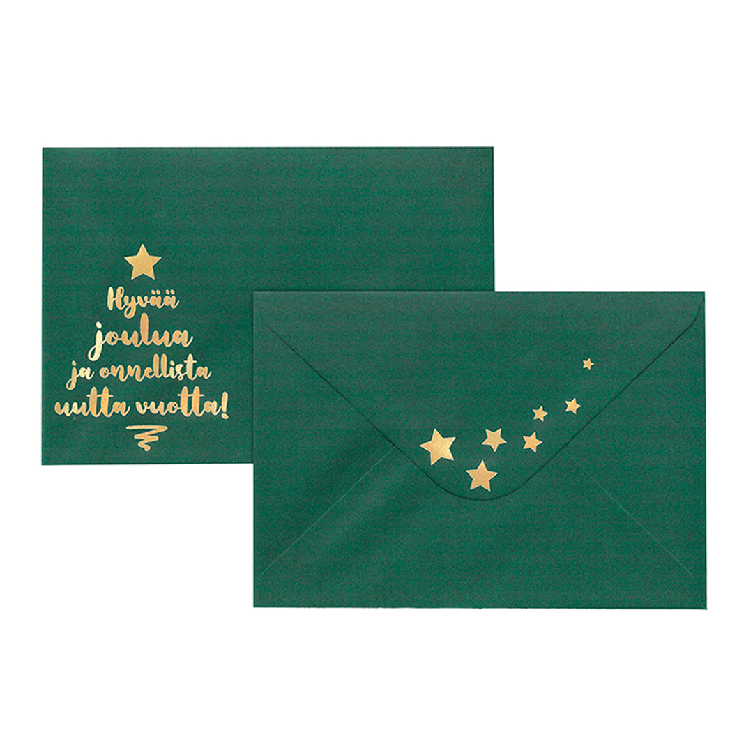 Foliokirjekuori c6 hyvÄÄ joulua kulta tummanvihreÄ 10kpl | säästötalo latvala