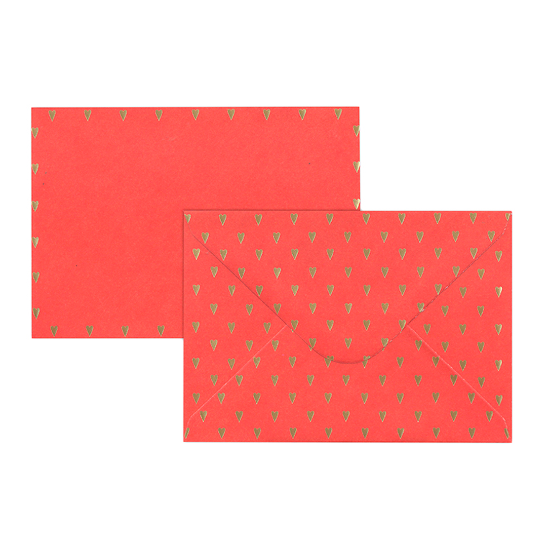 FOLIOKIRJEKUORI C6 SYDÄMET KULTA PUNAINEN 10KPL