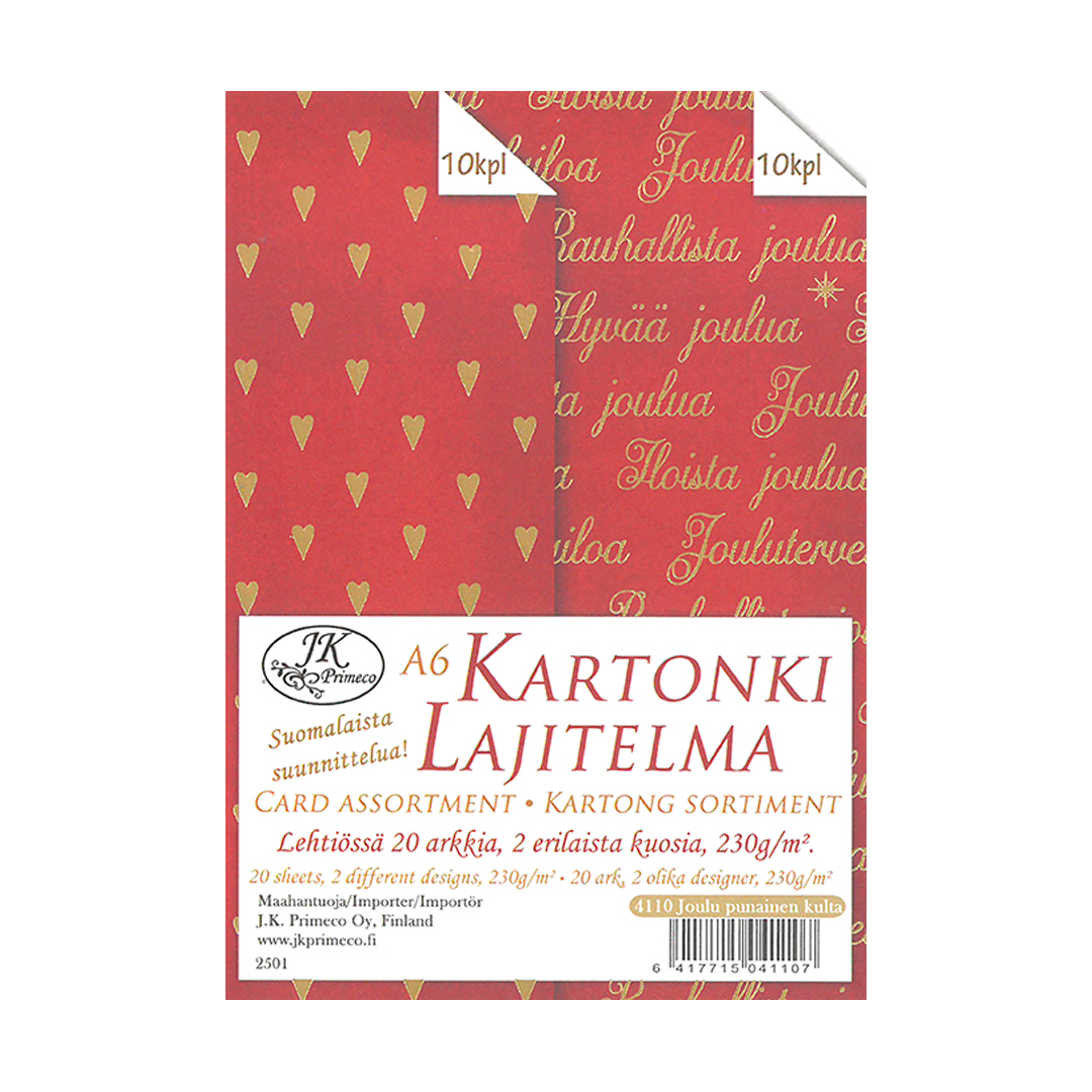 KARTONKILAJITELMA A6 JOULU PUNAINEN KULTAFOLIO 20ARK