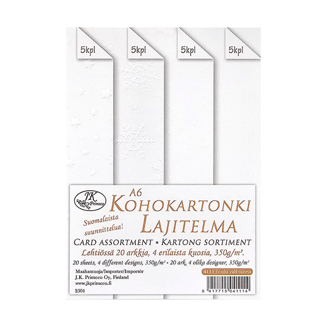 Kohokartonkilajitelma a6 joulu valkoinen 20ark | säästötalo latvala