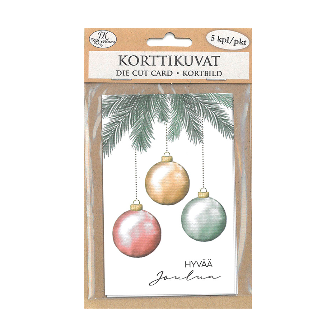 KORTTIKUVA LUMO JOULUPALLO JA TEKSTI 5KPL