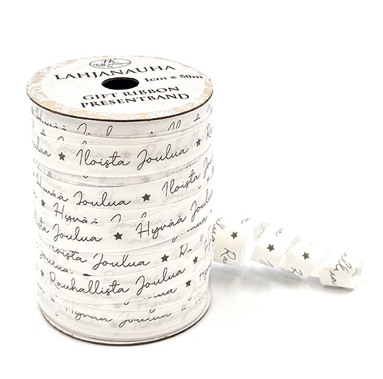 #lahjanauha 1cm x 50m joulutoivotukset harmaa | säästötalo latvala Lahjanauha 1cm x 50m joulutoivotukset harmaa | säästötalo latvala