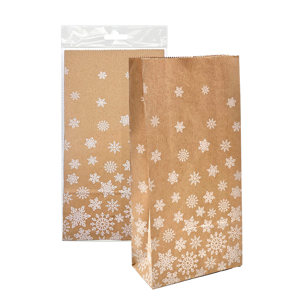 Lahjapussi lumihiutaleet uusioruskea 5kpl | säästötalo latvala