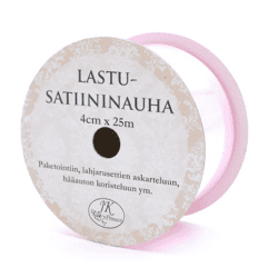 LASTUSATIININAUHA VAALEANPUNAINEN 4CMx25M