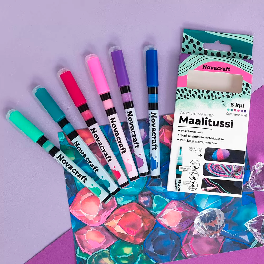 #novacraft maalitussi akryylipohjainen cool gemstone 6kpl | säästötalo latvala Novacraft maalitussi akryylipohjainen cool gemstone 6kpl | säästötalo latvala