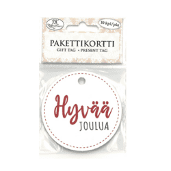 Pakettikortti pyÖreÄ jouluteksti valkoinen 10kpl | säästötalo latvala