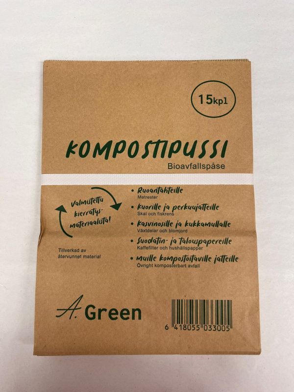 Paperinen kompostipussi 15kpl | säästötalo latvala
