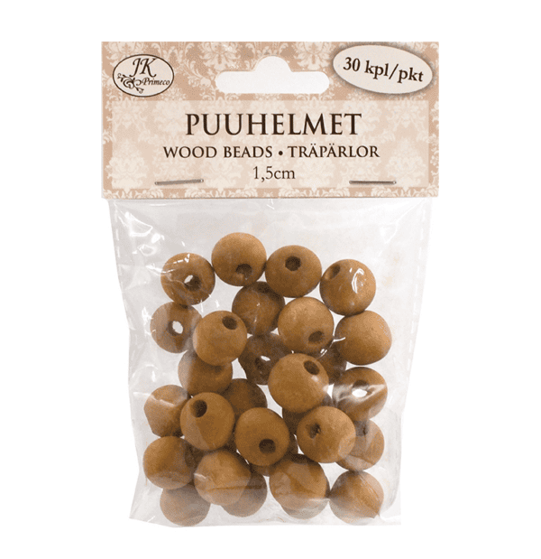 Puuhelmet 1,5cm ruskea 30kpl | säästötalo latvala