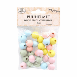 Puuhelmet pastellilajitelma 15mm 30kpl Puuhelmet pastellilajitelma 15mm 30kpl