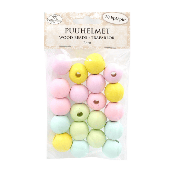 Puuhelmet pastellilajitelma 20mm 20kpl | säästötalo latvala