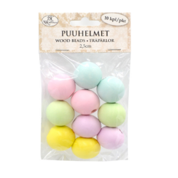 Puuhelmet pastellilajitelma 25mm 10kpl | säästötalo latvala