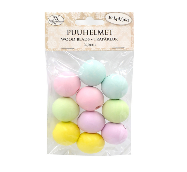 Puuhelmet pastellilajitelma 25mm 10kpl | säästötalo latvala