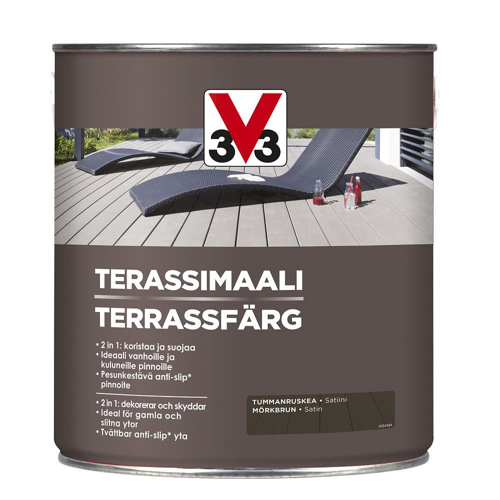 V33 terassimaali tummanruskea 2,5l | säästötalo latvala