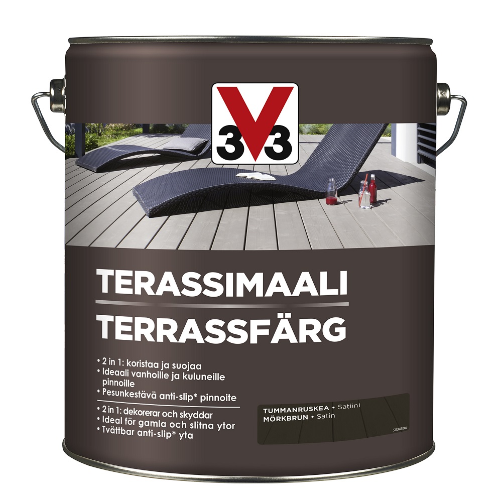 V33 terassimaali tummanruskea 5l | säästötalo latvala