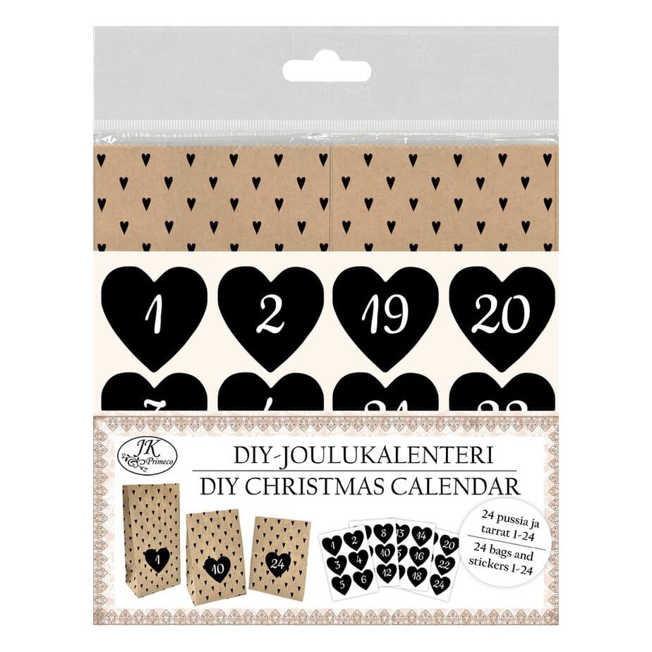 diy-joulukalenteri-pussit-ja-numerotarrat-sydan-musta-24kpl_0jpeg DIY-JOULUKALENTERI PUSSIT JA NUMEROTARRAT SYDÄN MUSTA 24KPL
