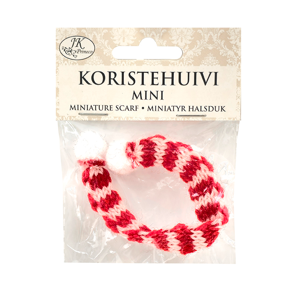 Koristehuivi mini punavalkoinen Koristehuivi mini punavalkoinen