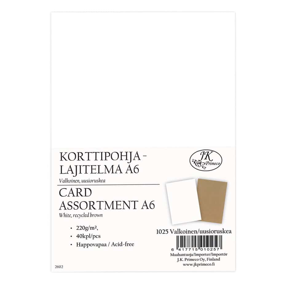 Korttipohjalajitelma a6 valkoinen/uusioruskea 40kpl Korttipohjalajitelma a6 valkoinen/uusioruskea 40kpl