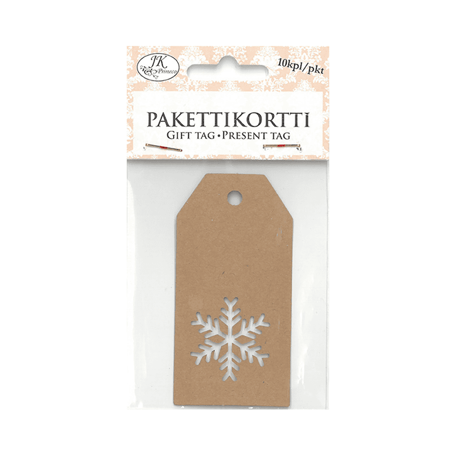 Pakettikortti lumihiutale ruskea 10kpl Pakettikortti lumihiutale ruskea 10kpl
