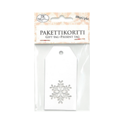 Pakettikortti lumihiutale valkoinen 10kpl