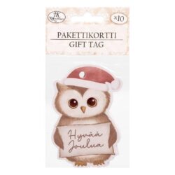 pakettikortti-pollo-jouluteksti-10kpl_0jpeg PAKETTIKORTTI PÖLLÖ JOULUTEKSTI 10KPL