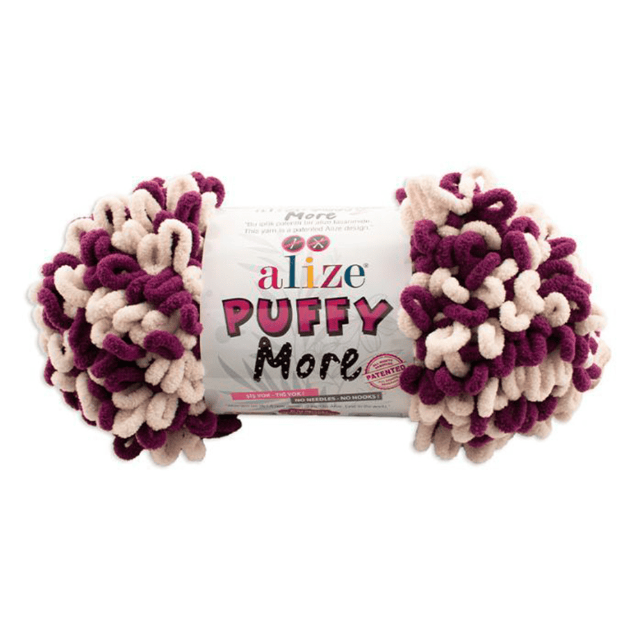 Alize puffy more lenkkilanka luumu / vaalea beige 150g (6537) Alize puffy more lenkkilanka luumu / vaalea beige 150g (6537)