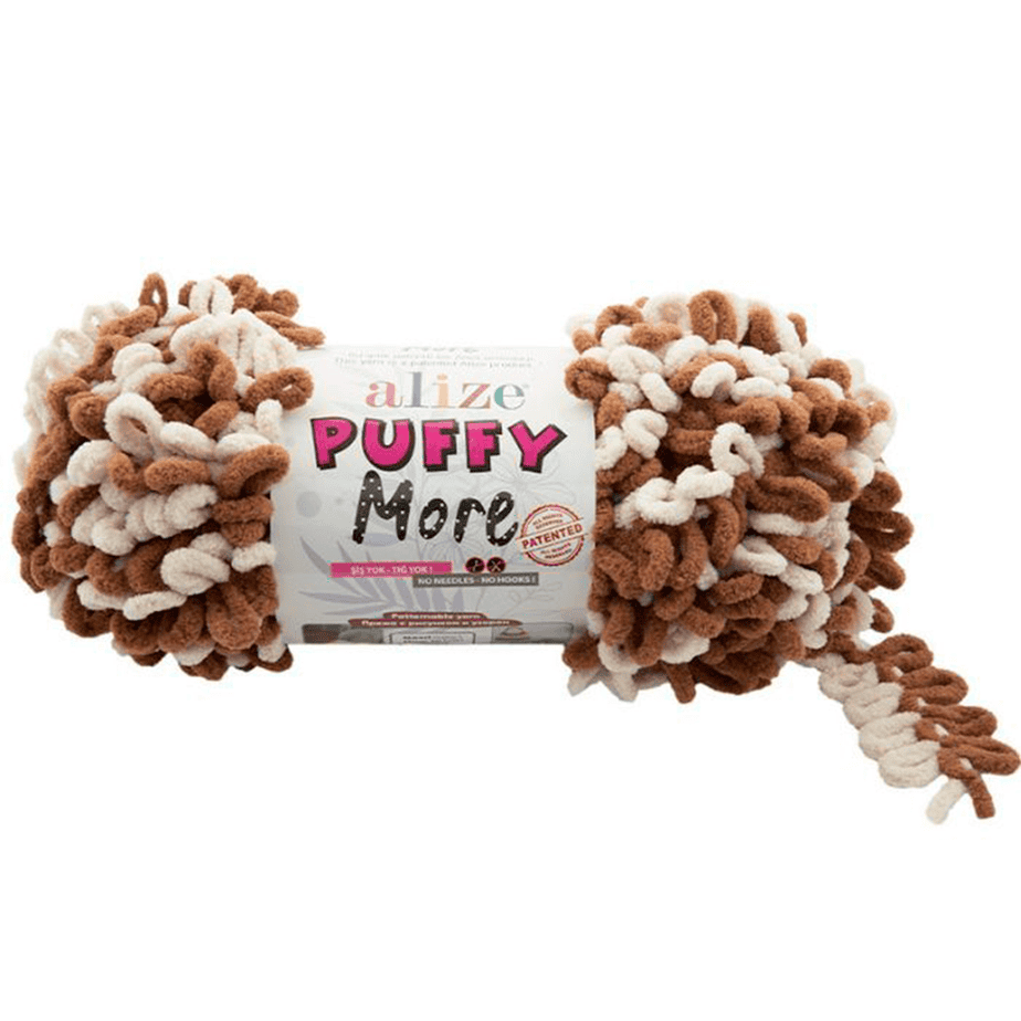 Alize puffy more lenkkilanka kamelinruskea / luonnonvalkoinen 150g (6563) Alize puffy more lenkkilanka kamelinruskea / luonnonvalkoinen 150g (6563)