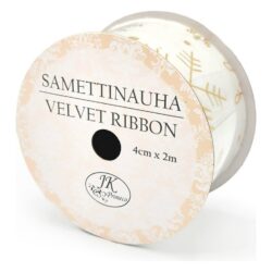 Samettinauha 4cm x 2m lumihiutale kulta valkoinen Samettinauha 4cm x 2m lumihiutale kulta valkoinen
