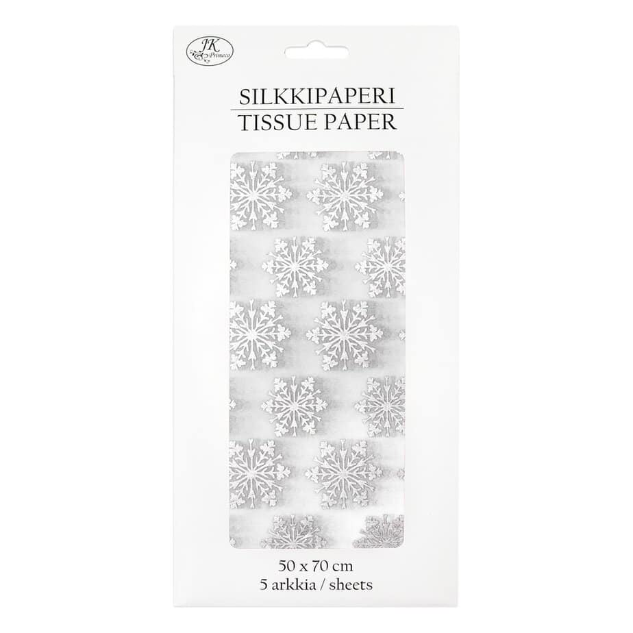 Silkkipaperi lumihiutale hopea 5ark Silkkipaperi lumihiutale hopea 5ark